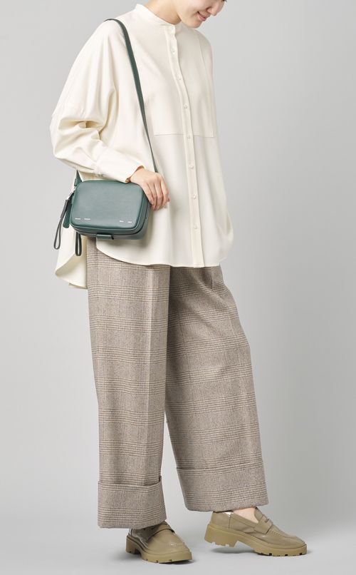 ヨーク切替ウール混シャツ