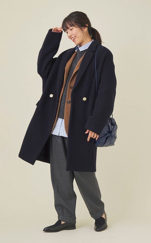 ウールテーラードミディコート