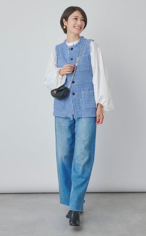 フロントタックスタンドカラーブラウス