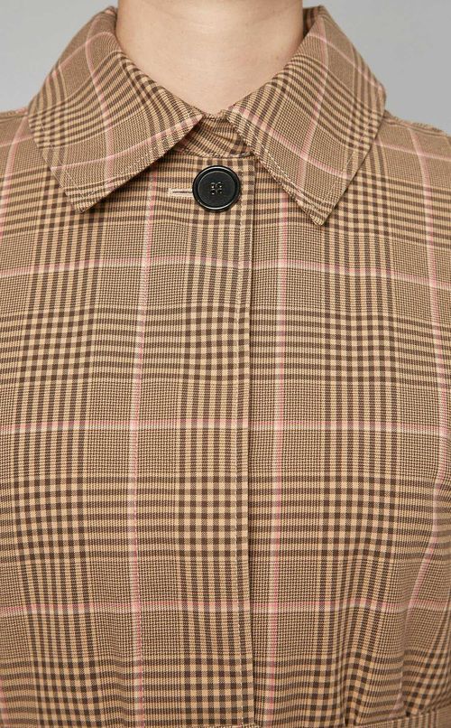 チェックステンカラーコート