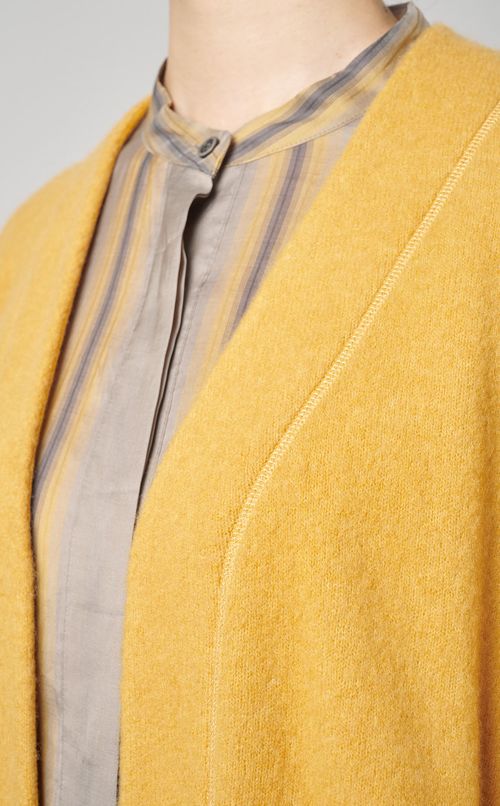 ウール混ロングニットカーディガン