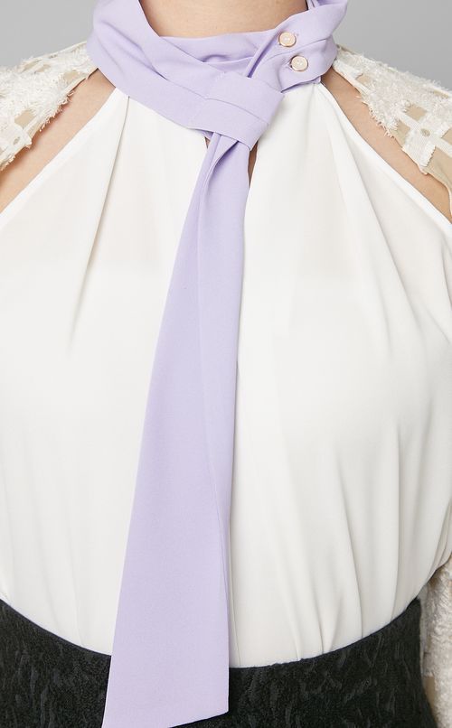 異素材ブロックブラウス