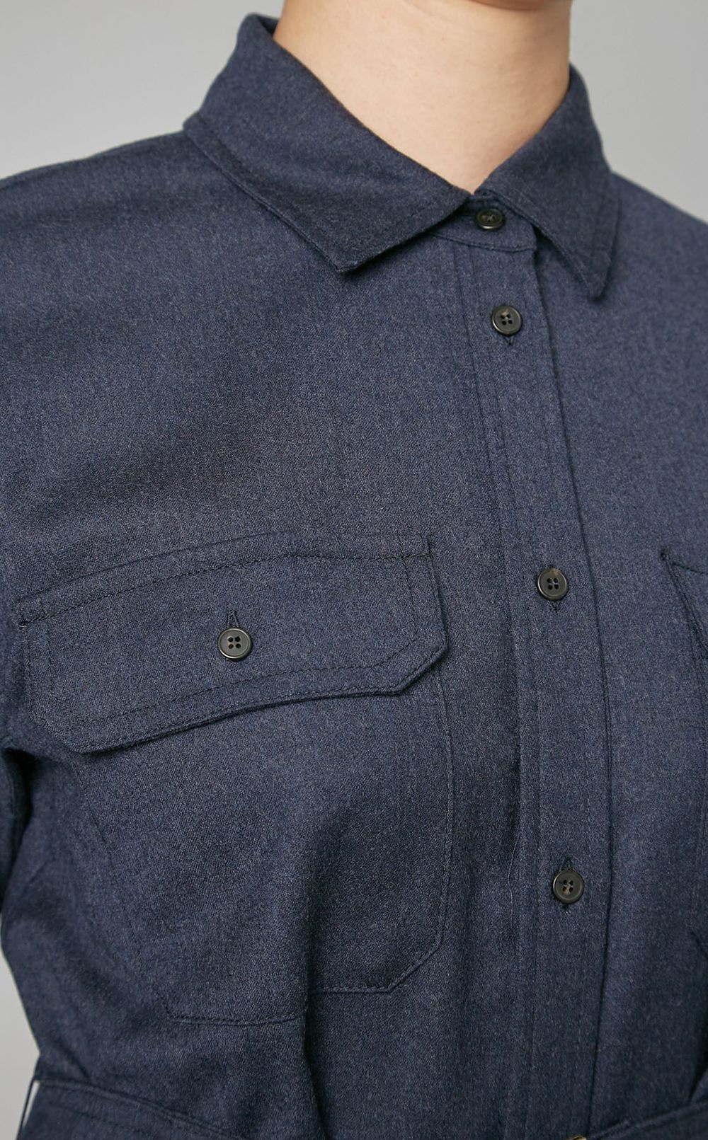 DT★Max Mara★VERBANO シャツワンピース Weekend Max Mara|ベルト付ウールシャツワンピース