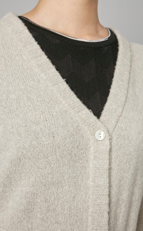 ベルト付ロングニットカーディガン