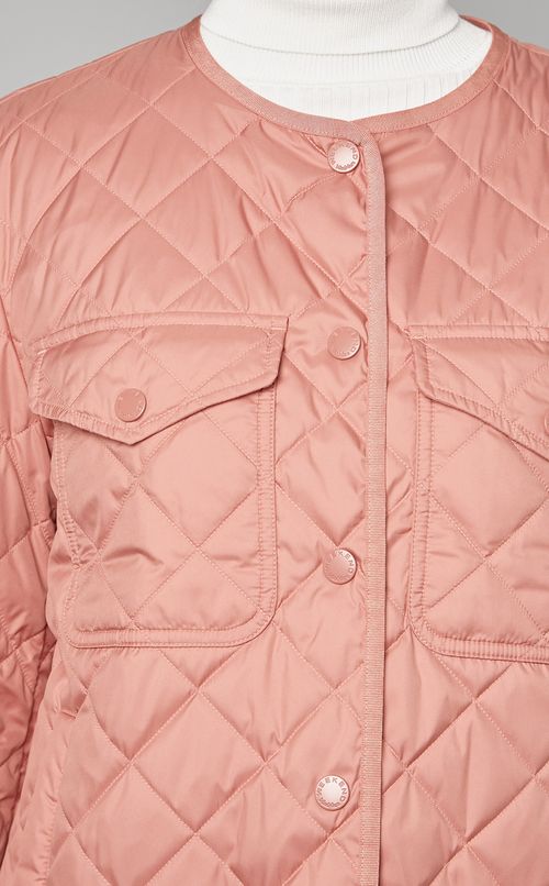 ノーカラーキルティングライトブルゾン