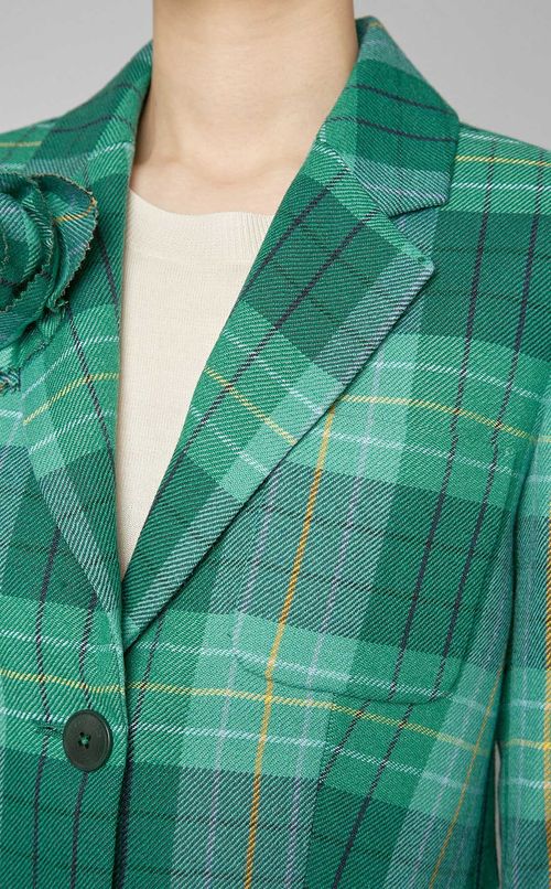 コサージュ付チェックジャケット