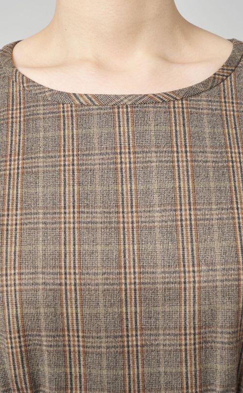 ウールチェックフレアワンピース