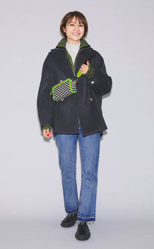 メランジダブルジップリブニット