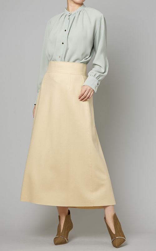 フロントギャザースタンドカラーシャツ