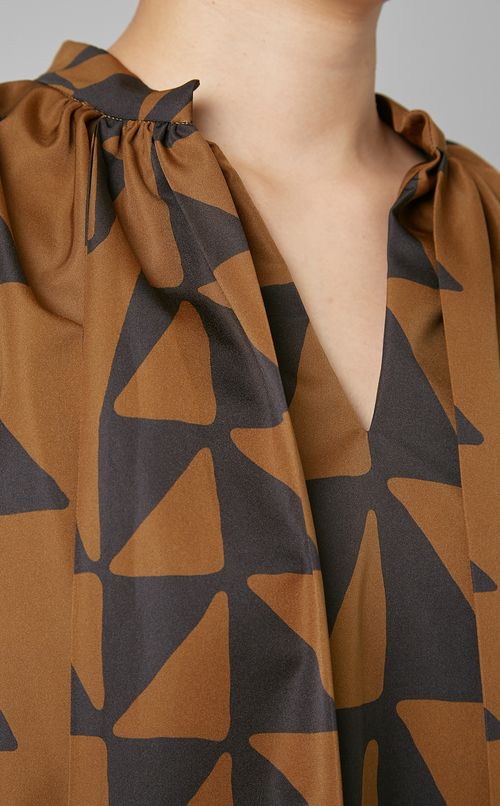 幾何プリントボウタイワンピース