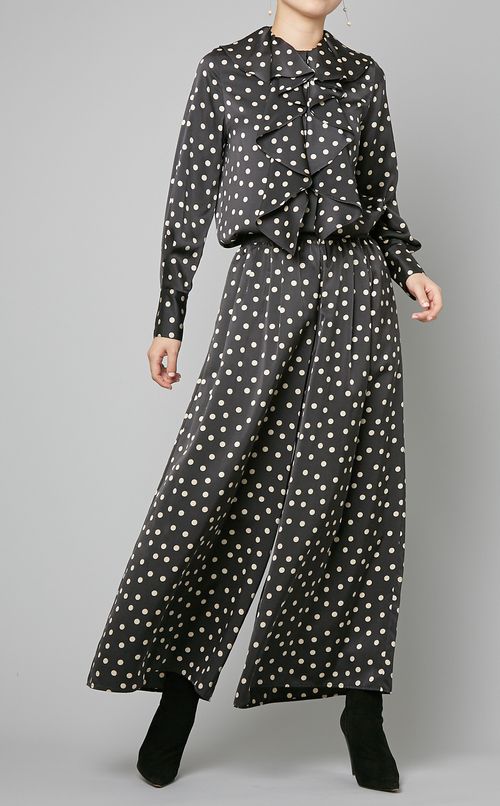 ドットプリントラッフルカラーブラウス