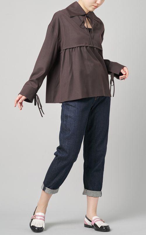 ビッグカラーリボンブラウス