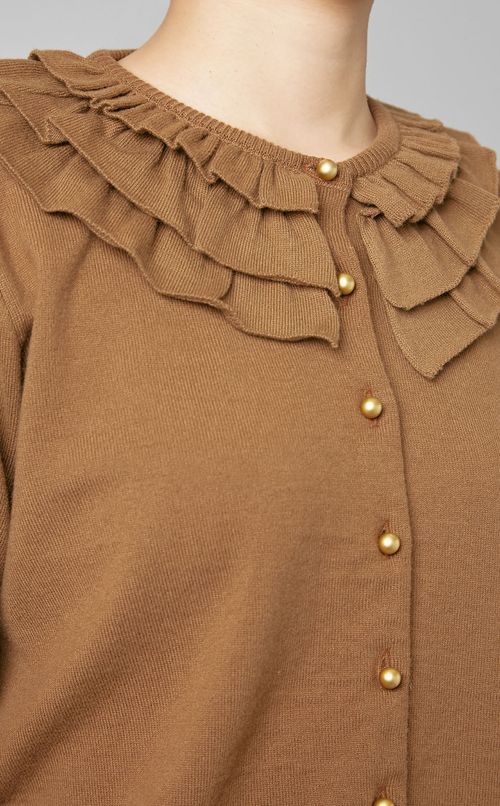 リブニットフリルカーディガン