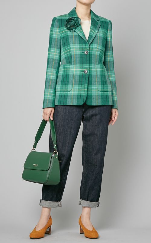 コサージュ付チェックジャケット