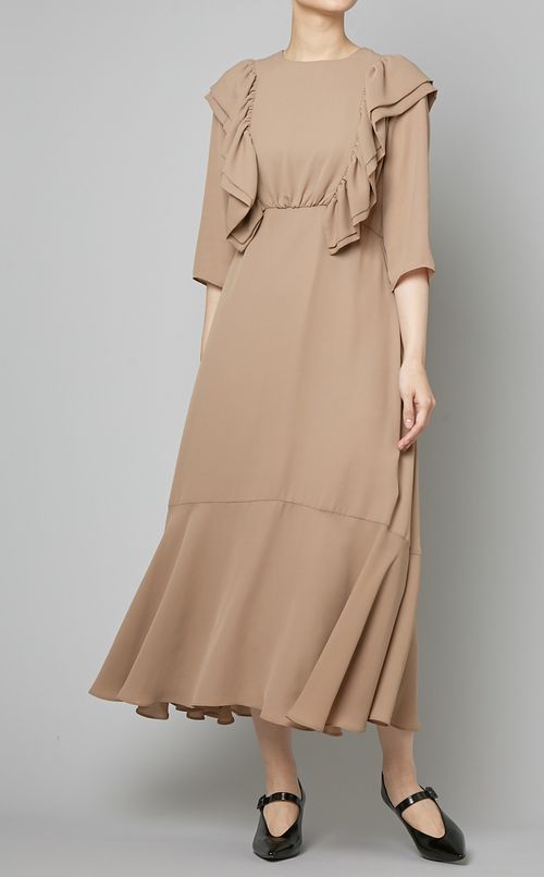 ペプラムヘムシフォンワンピース