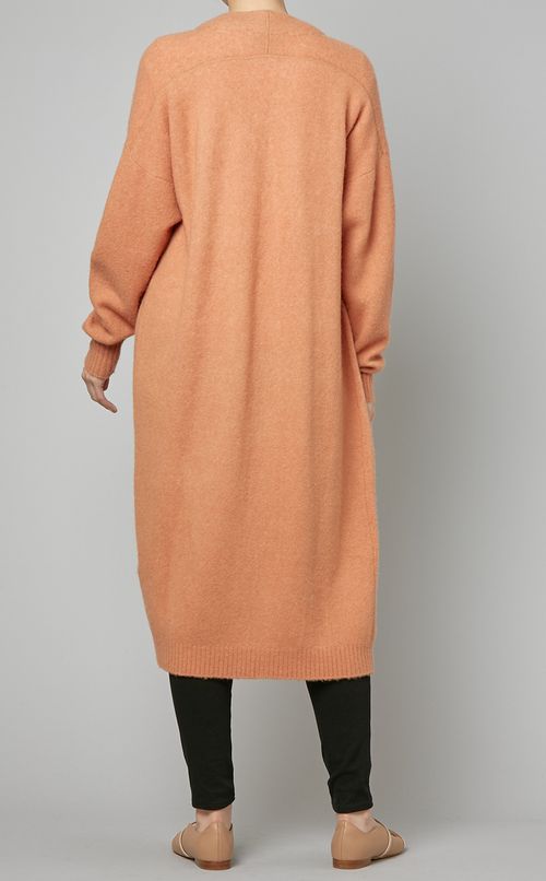 ウール混ロングニットカーディガン