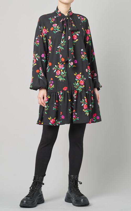 フラワープリントロングブラウス