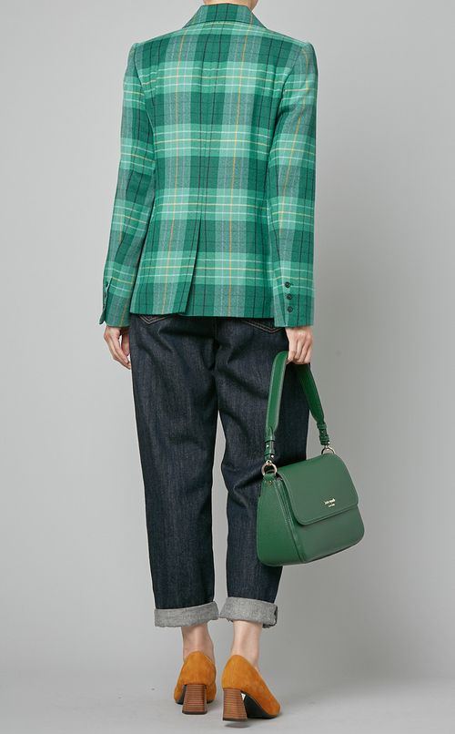 コサージュ付チェックジャケット