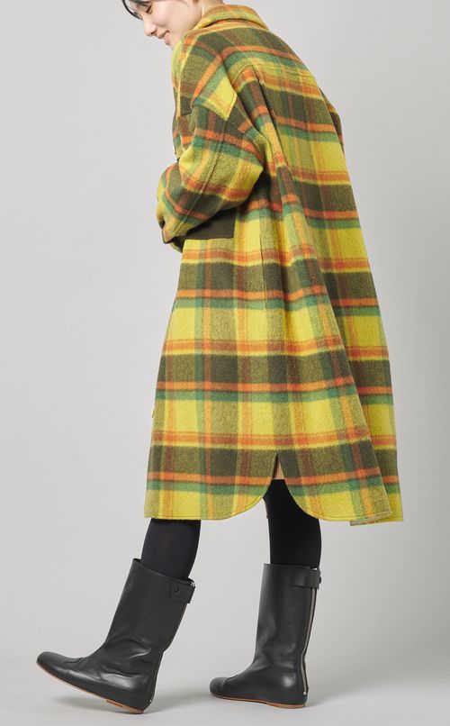 ウールチェックシャツワンピース