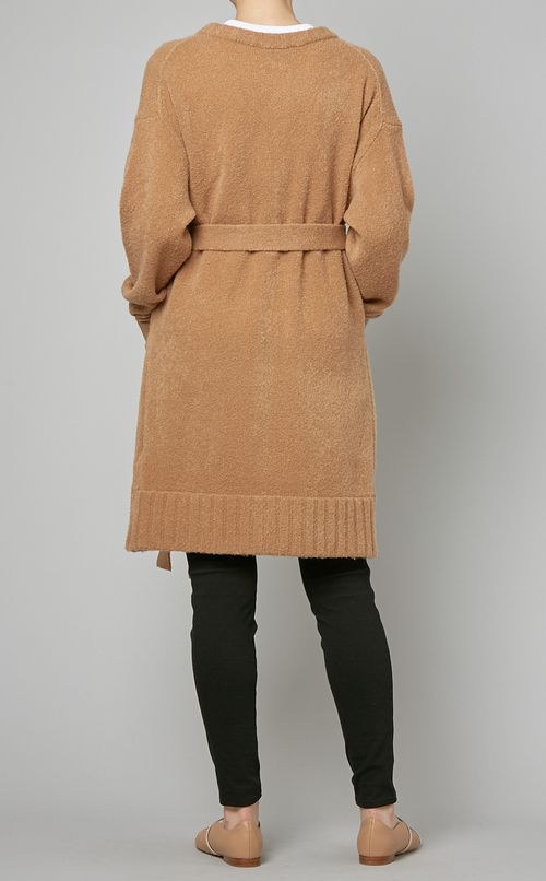 ベルト付ロングニットカーディガン