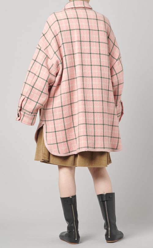 チェック柄ウールショートコート