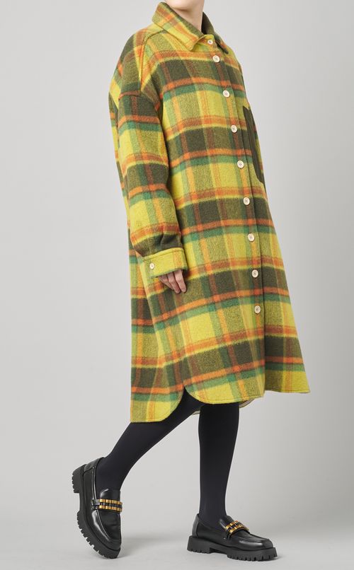 ウールチェックシャツワンピース