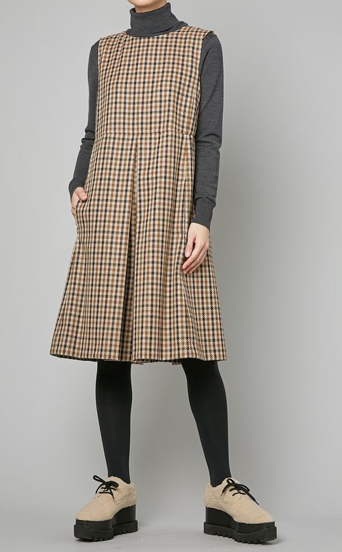 ウール混チェックジャンプスーツ