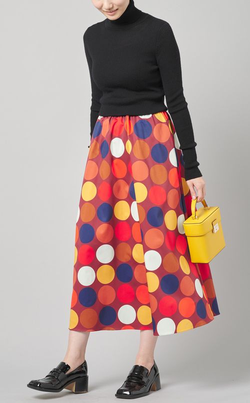 ドットプリントフレアスカート