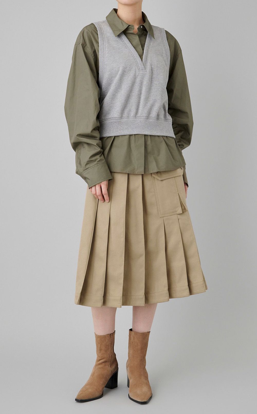 ダブルサイドジッププリーツスカート