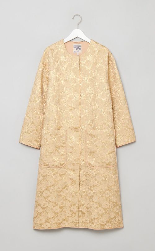 フラワージャガードノーカラーコート