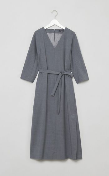 ウールVネックロングワンピース