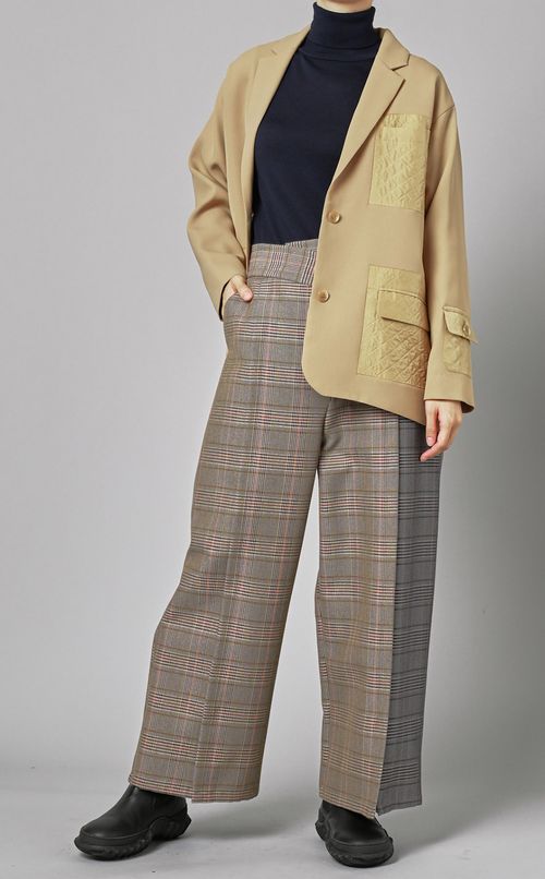 ツートーンチェックガウチョパンツ