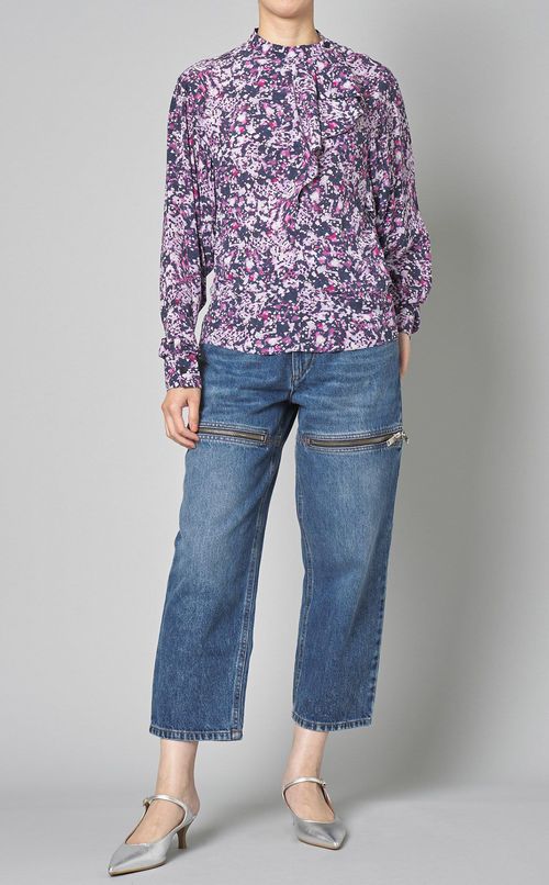 ラウンドジップウォッシュドデニムパンツ