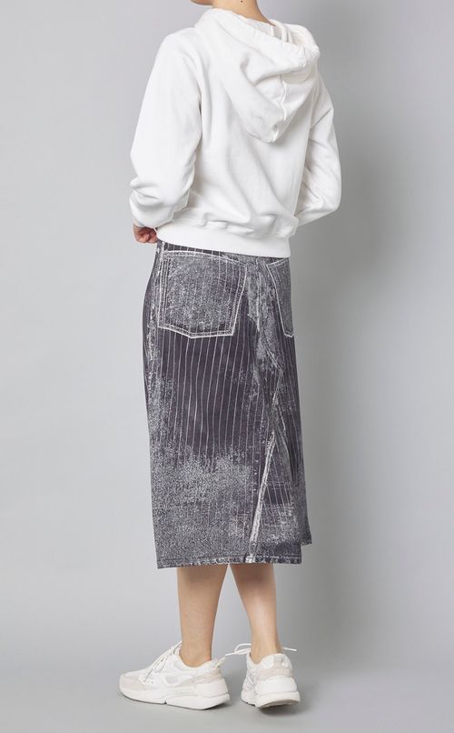 デニム切替ストライプミディスカート