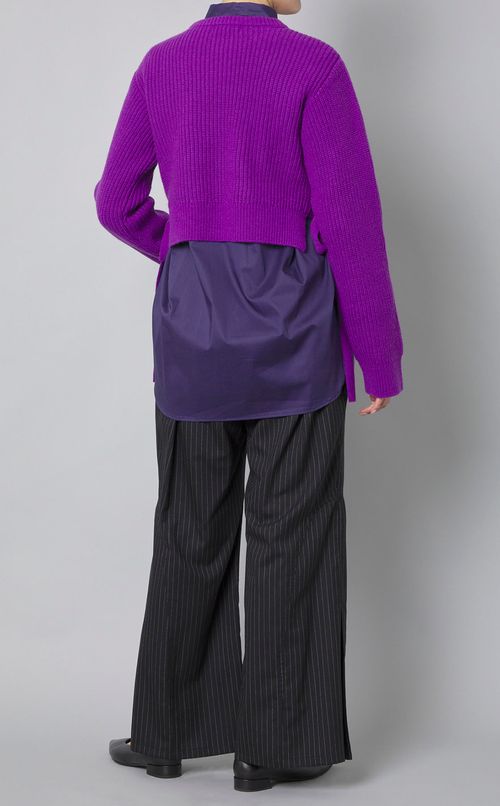 サイドリボンウールリブニット