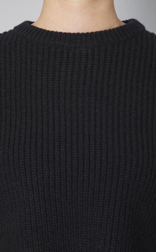 サイドリボンウールリブニット