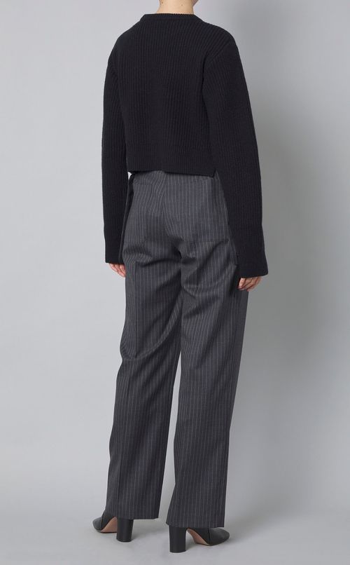 サイドリボンウールリブニット