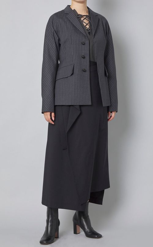 コットンレースアップシャツ