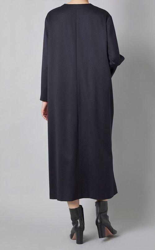 ウールサテンキーネックワンピース