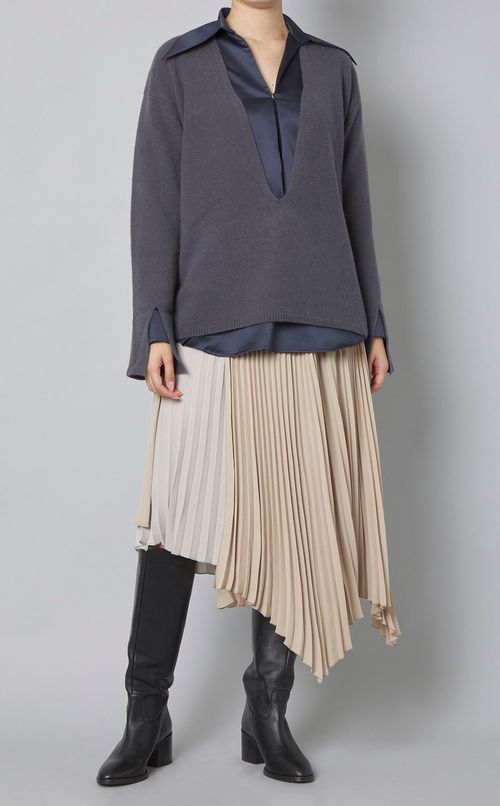 バイカラーラッププリーツスカート