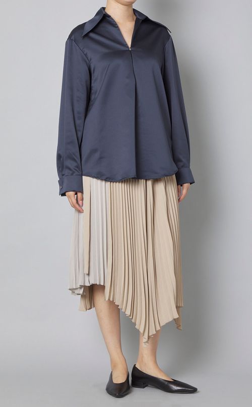 バイカラーラッププリーツスカート