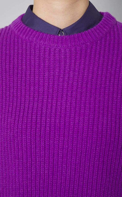 サイドリボンウールリブニット