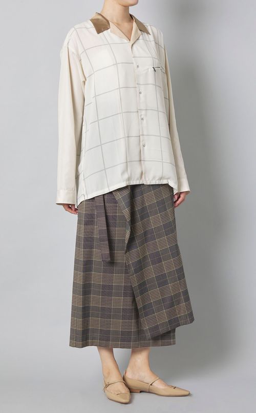 【reADdress】パッチワークオープンカラーシャツ