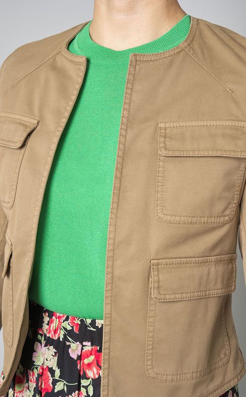 コットンノーカラージャケットブルゾン