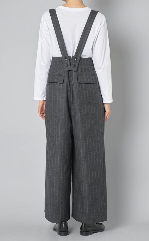 ウールストライプサスペンダー付パンツ