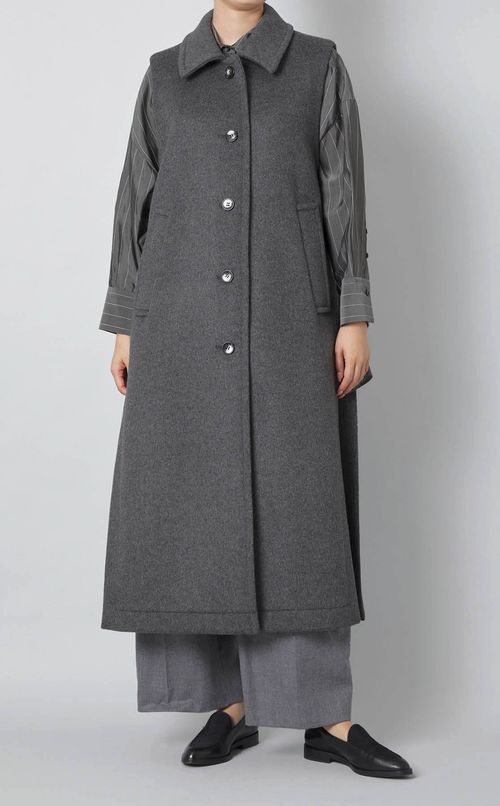 ウールビーバーロングジレコート