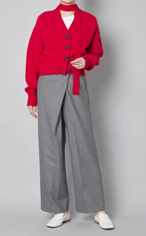 デニム切り替えラップパンツ