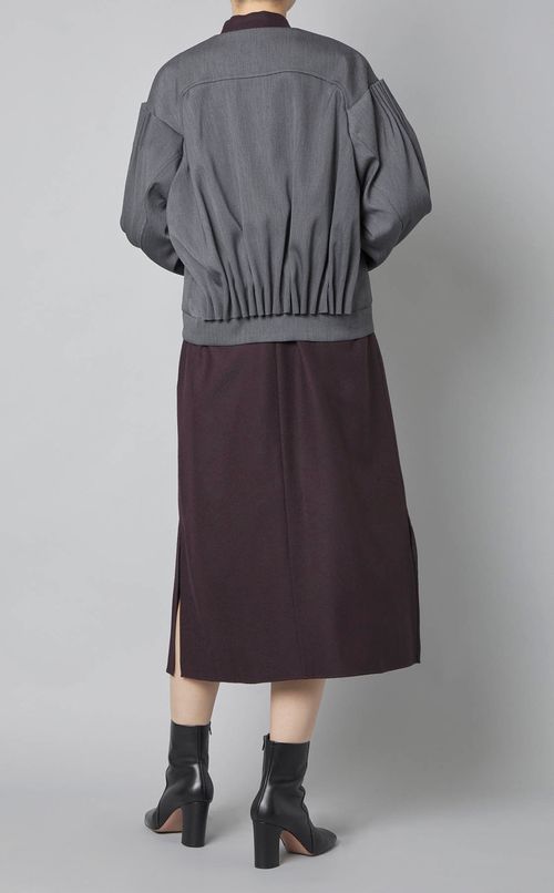 ノーカラーギャザースリーブブルゾン