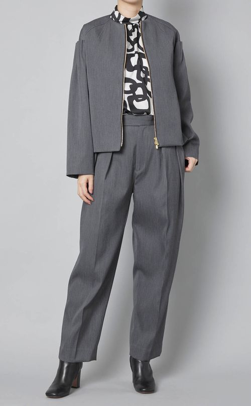 ノーカラーギャザースリーブブルゾン