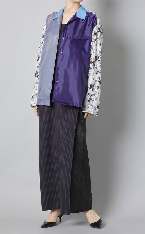 【reADdress】パッチワークオープンカラーシャツ